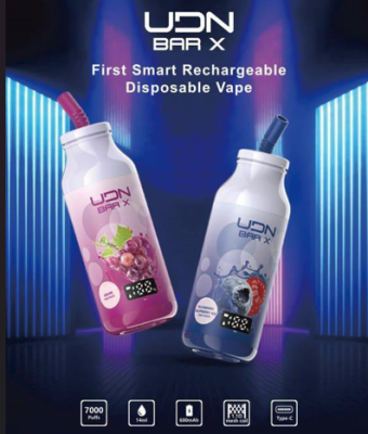 Одноразовая электронная сигарета UDN BAR X 7000 Grape с индикатором